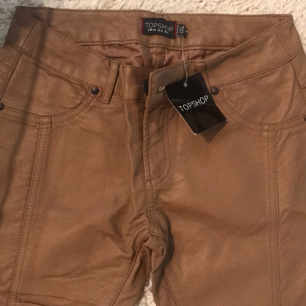 Tan/brown topshop leather pants